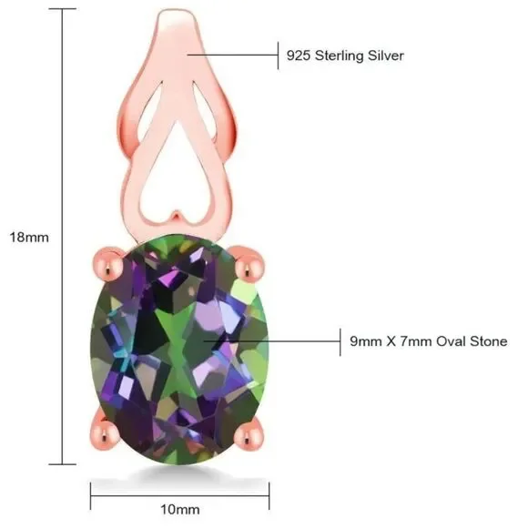 18K Rose Gold 925 with 3.60 Cttw Green Mystic Topaz Oval Post Back Drop Earrings